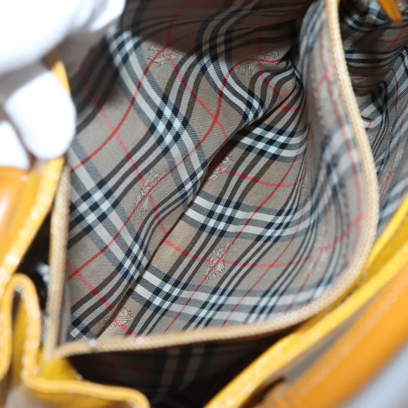 Burberrys Hand Bag Leather Yellow Gold Auth ti3406