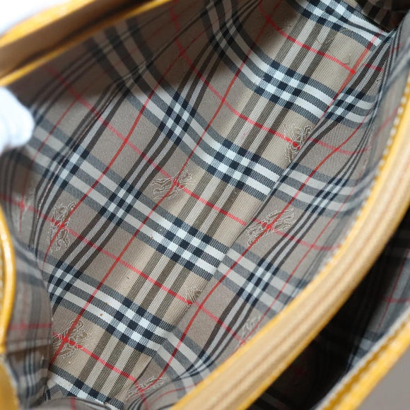 Burberrys Hand Bag Leather Yellow Gold Auth ti3406