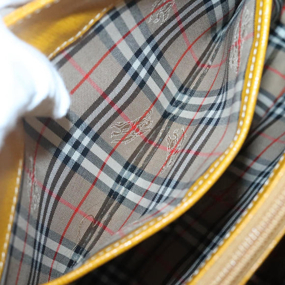 Burberrys Hand Bag Leather Yellow Gold Auth ti3406