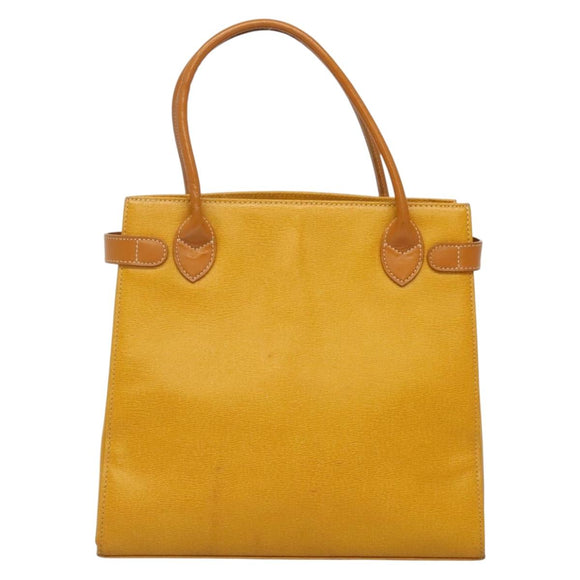 Burberrys Hand Bag Leather Yellow Gold Auth ti3406