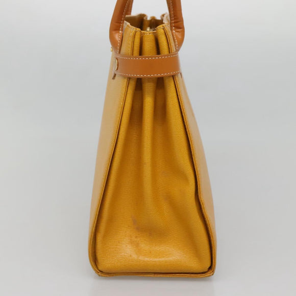 Burberrys Hand Bag Leather Yellow Gold Auth ti3406