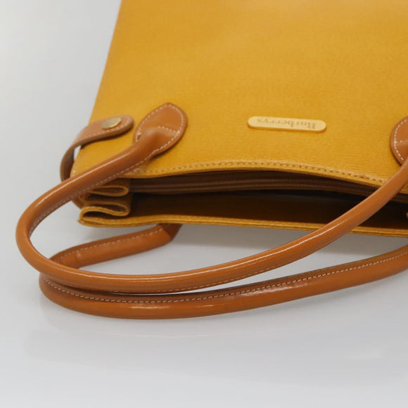 Burberrys Hand Bag Leather Yellow Gold Auth ti3406