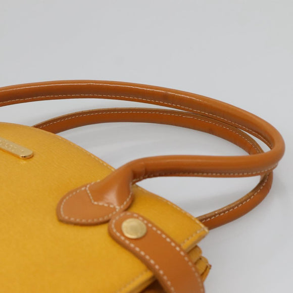 Burberrys Hand Bag Leather Yellow Gold Auth ti3406