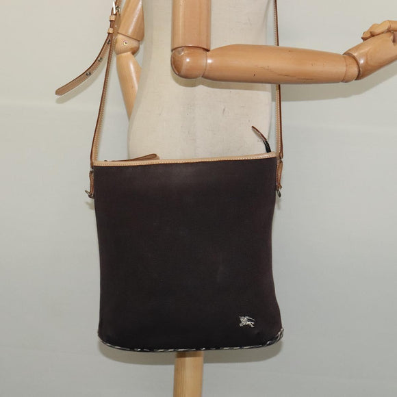 BURBERRY Blue Label Shoulder Bag Canvas Black Silver Auth ti3407