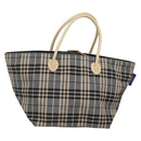 BURBERRY Blue Label Nova Check Tote Bag Nylon Gray Auth ti3408-1