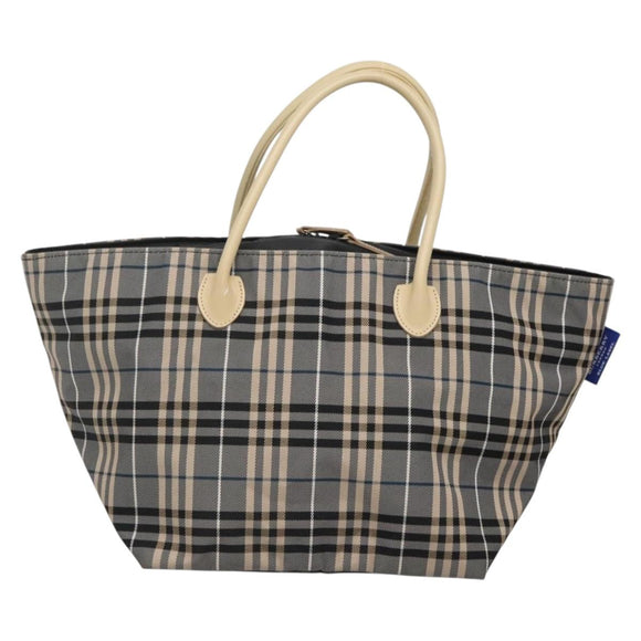 BURBERRY Blue Label Nova Check Tote Bag Nylon Gray Auth ti3408