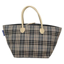 BURBERRY Blue Label Nova Check Tote Bag Nylon Gray Auth ti3408-2