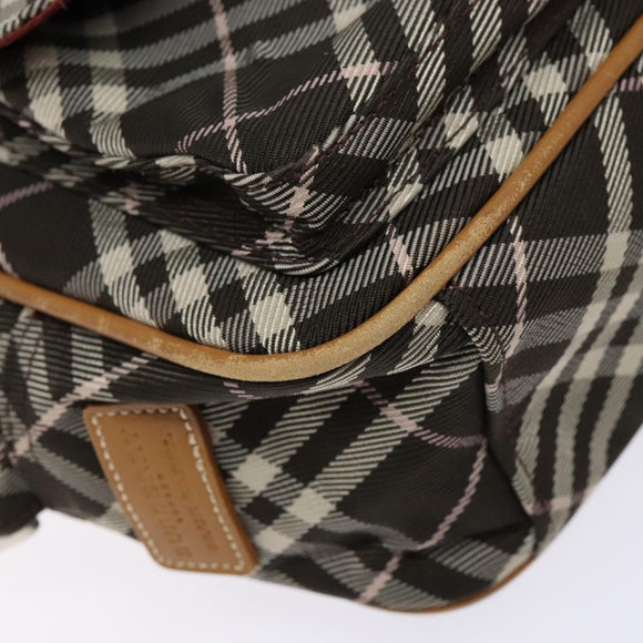 BURBERRY Nova Check Blue Label Shoulder Bag Canvas Brown Gold Auth ti3409