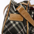 BURBERRY Nova Check Blue Label Shoulder Bag Canvas Brown Gold Auth ti3409-10