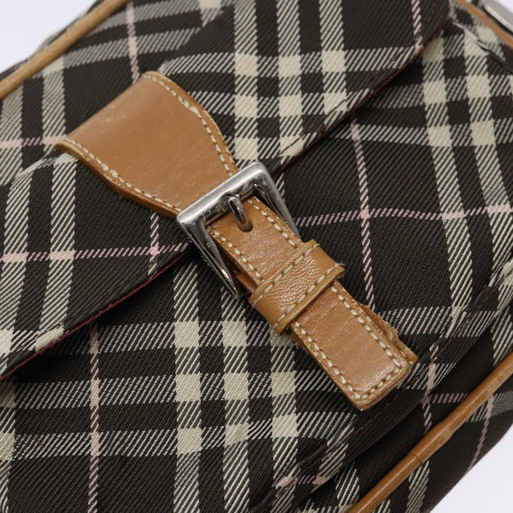BURBERRY Nova Check Blue Label Shoulder Bag Canvas Brown Gold Auth ti3409