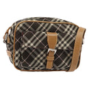 BURBERRY Nova Check Blue Label Shoulder Bag Canvas Brown Gold Auth ti3409-1