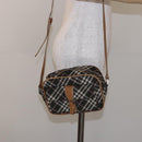 BURBERRY Nova Check Blue Label Shoulder Bag Canvas Brown Gold Auth ti3409-23