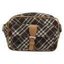 BURBERRY Nova Check Blue Label Shoulder Bag Canvas Brown Gold Auth ti3409-13
