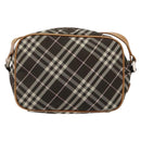 BURBERRY Nova Check Blue Label Shoulder Bag Canvas Brown Gold Auth ti3409-2
