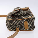 BURBERRY Nova Check Blue Label Shoulder Bag Canvas Brown Gold Auth ti3409-4