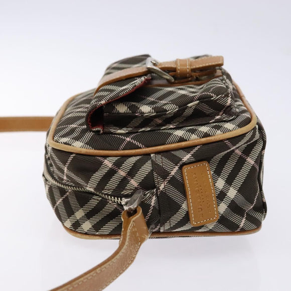 BURBERRY Nova Check Blue Label Shoulder Bag Canvas Brown Gold Auth ti3409
