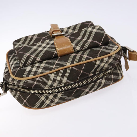 BURBERRY Nova Check Blue Label Shoulder Bag Canvas Brown Gold Auth ti3409