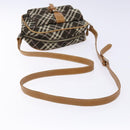 BURBERRY Nova Check Blue Label Shoulder Bag Canvas Brown Gold Auth ti3409-7