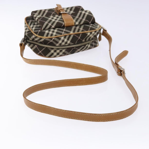 BURBERRY Nova Check Blue Label Shoulder Bag Canvas Brown Gold Auth ti3409