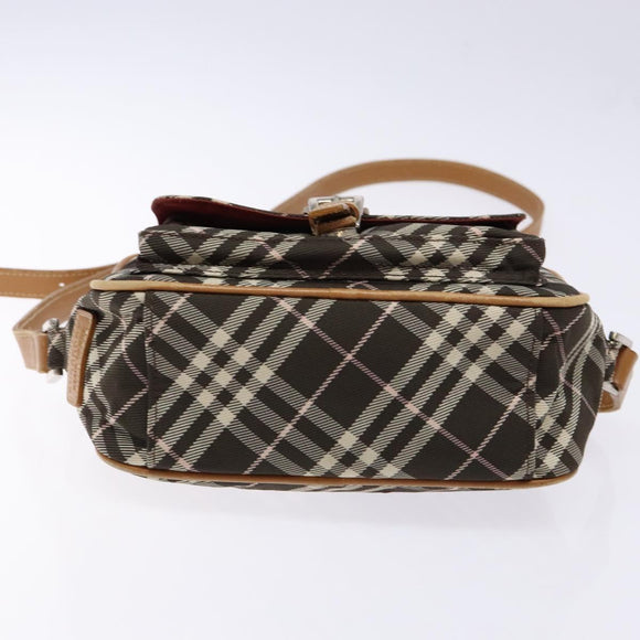 BURBERRY Nova Check Blue Label Shoulder Bag Canvas Brown Gold Auth ti3409