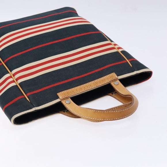 BURBERRY Blue Label Hand Bag Canvas Navy Silver Auth ti3410