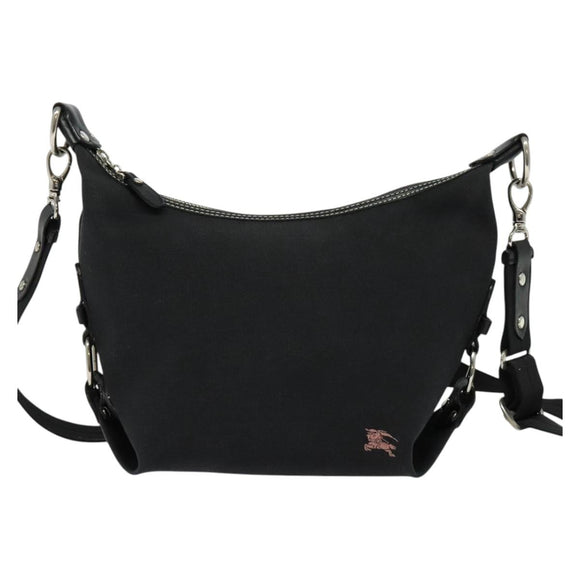 BURBERRY Blue Label Shoulder Bag Canvas Black Silver Auth ti3411