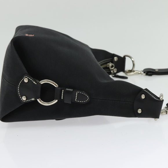 BURBERRY Blue Label Shoulder Bag Canvas Black Silver Auth ti3411