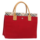 BURBERRY Blue Label Hand Bag Canvas Red Silver Auth ti3412-1