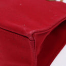 BURBERRY Blue Label Hand Bag Canvas Red Silver Auth ti3412-16