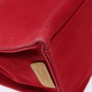 BURBERRY Blue Label Hand Bag Canvas Red Silver Auth ti3412-17