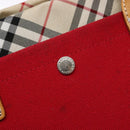 BURBERRY Blue Label Hand Bag Canvas Red Silver Auth ti3412-19