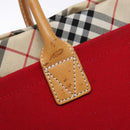 BURBERRY Blue Label Hand Bag Canvas Red Silver Auth ti3412-9
