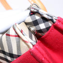 BURBERRY Blue Label Hand Bag Canvas Red Silver Auth ti3412-10