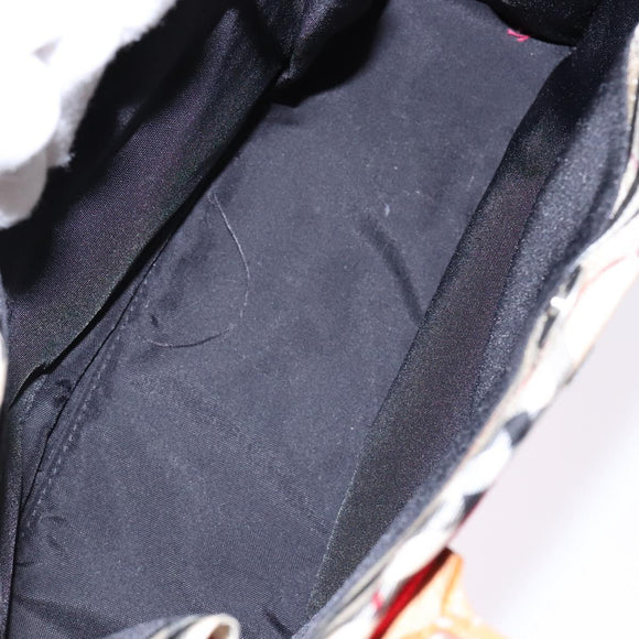 BURBERRY Blue Label Hand Bag Canvas Red Silver Auth ti3412