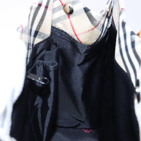 BURBERRY Blue Label Hand Bag Canvas Red Silver Auth ti3412