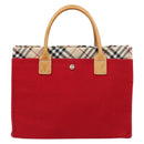 BURBERRY Blue Label Hand Bag Canvas Red Silver Auth ti3412-13