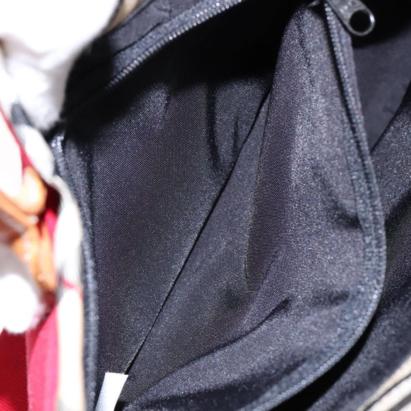 BURBERRY Blue Label Hand Bag Canvas Red Silver Auth ti3412