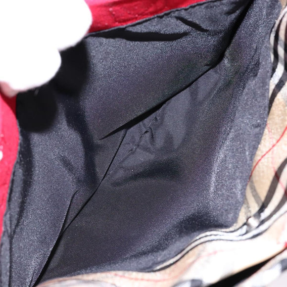 BURBERRY Blue Label Hand Bag Canvas Red Silver Auth ti3412