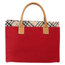 BURBERRY Blue Label Hand Bag Canvas Red Silver Auth ti3412-2