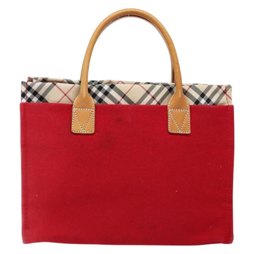 BURBERRY Blue Label Hand Bag Canvas Red Silver Auth ti3412 - 0