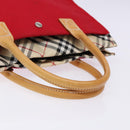 BURBERRY Blue Label Hand Bag Canvas Red Silver Auth ti3412-7