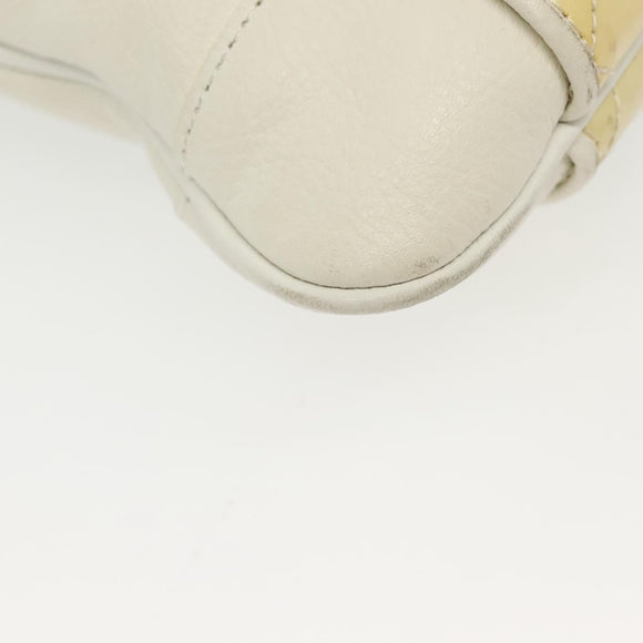 BURBERRY Tote Bag Leather White Gold Auth ti3413