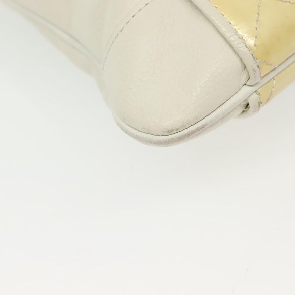 BURBERRY Tote Bag Leather White Gold Auth ti3413