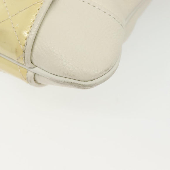 BURBERRY Tote Bag Leather White Gold Auth ti3413