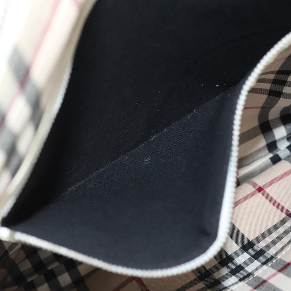 BURBERRY Tote Bag Leather White Gold Auth ti3413