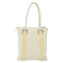 BURBERRY Tote Bag Leather White Gold Auth ti3413-2