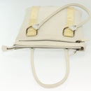 BURBERRY Tote Bag Leather White Gold Auth ti3413-6