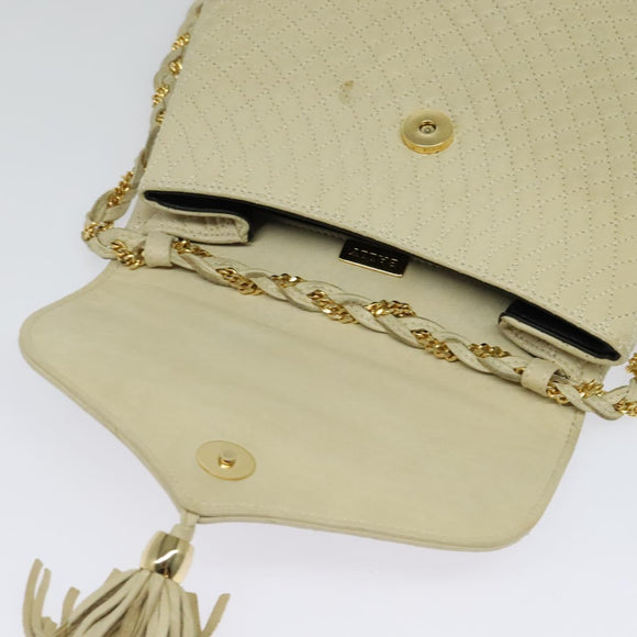 BALLY Shoulder Bag Leather Beige Gold Auth ti3414