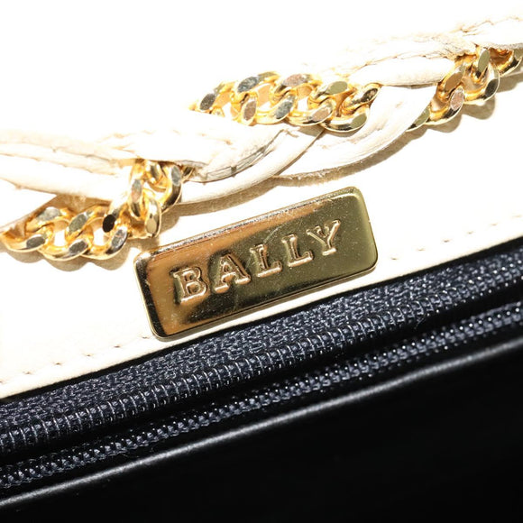 BALLY Shoulder Bag Leather Beige Gold Auth ti3414