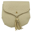 BALLY Shoulder Bag Leather Beige Gold Auth ti3414-2